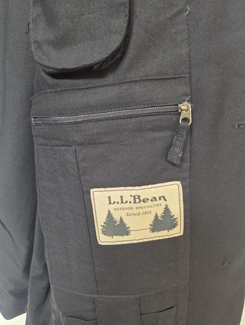LL Bean Mens 48R Navy Wool Blazer Sport Coat Zip Pocket